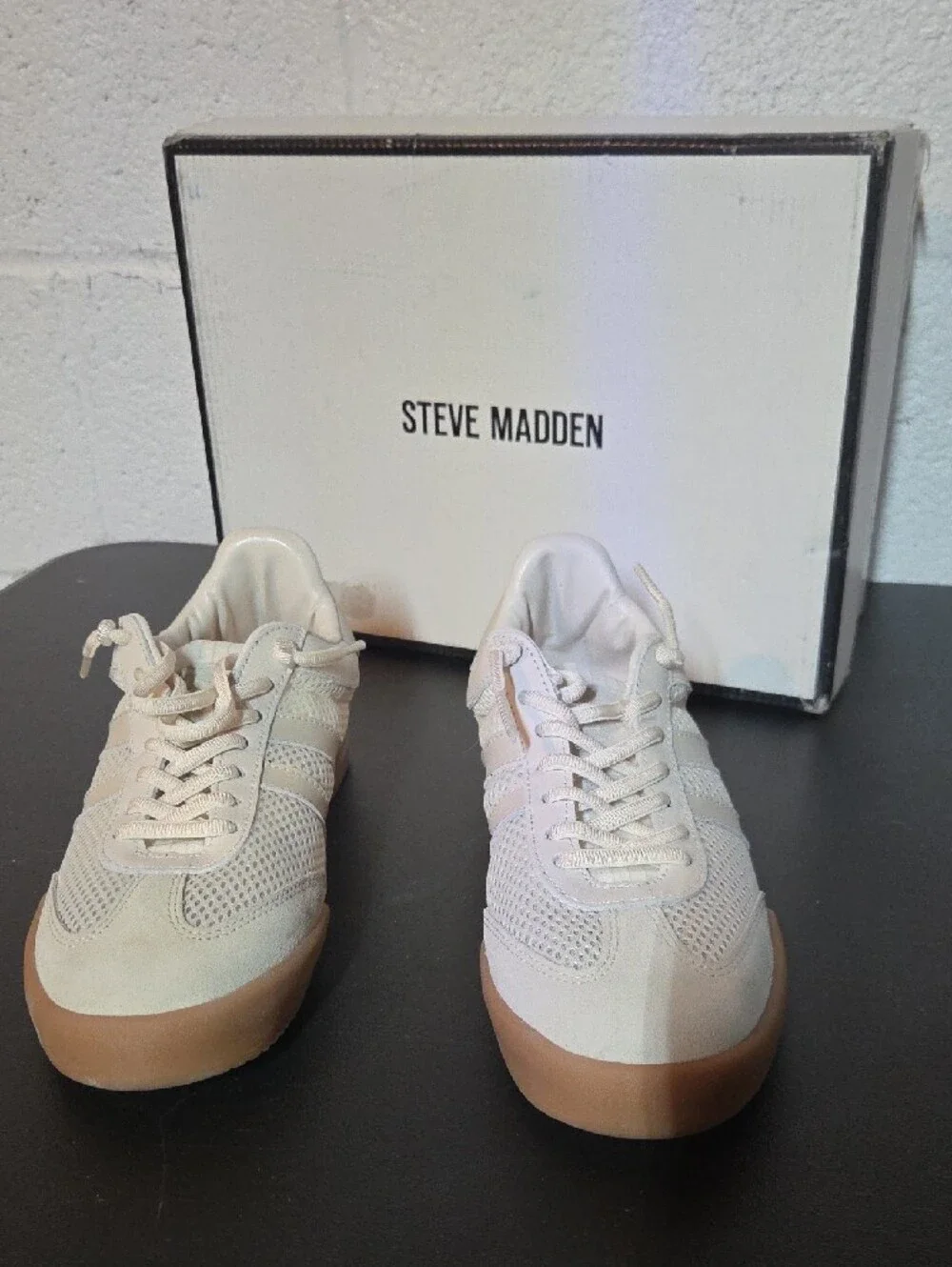 Steve Madden Women's Verdict Off-White Sneakers with Gum Sole
